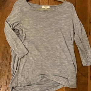 Navy & white striped 3/4 length open back shirt, L